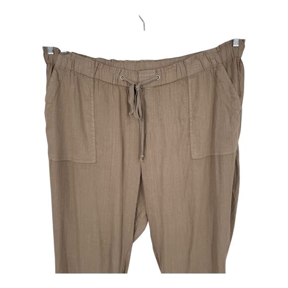 Kut from the Kloth pants Rosalie drawstring linen brown size 2X - Picture 2 of 6